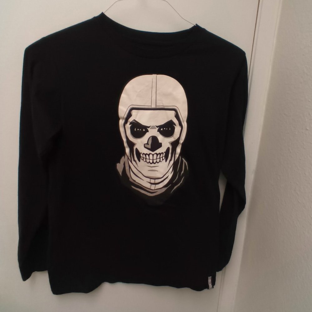 Fortnite Black Youth Long Sleeve T Shirt Skull Trooper Graphic Size 2X